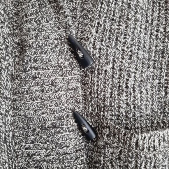 FAR WEST Toggle Button Boyfriend Cardigan Chunky Knit Melange Gray Sz XL - Picture 4 of 13